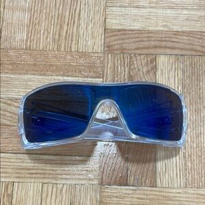 Oakley Batwolf Blue Lens Clear Frame Sunglasses